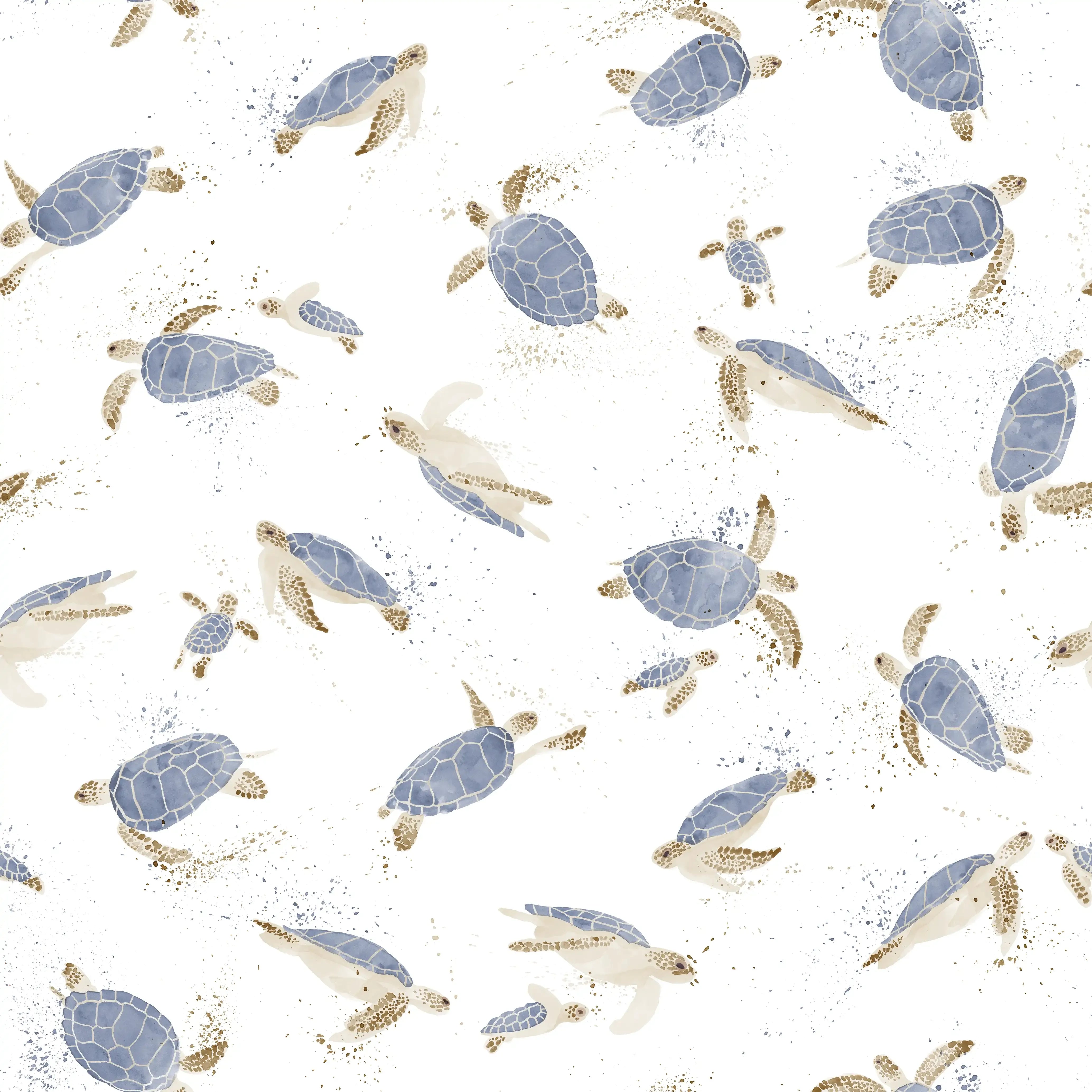 Turtles Blue White - Family Fabrics B.V.