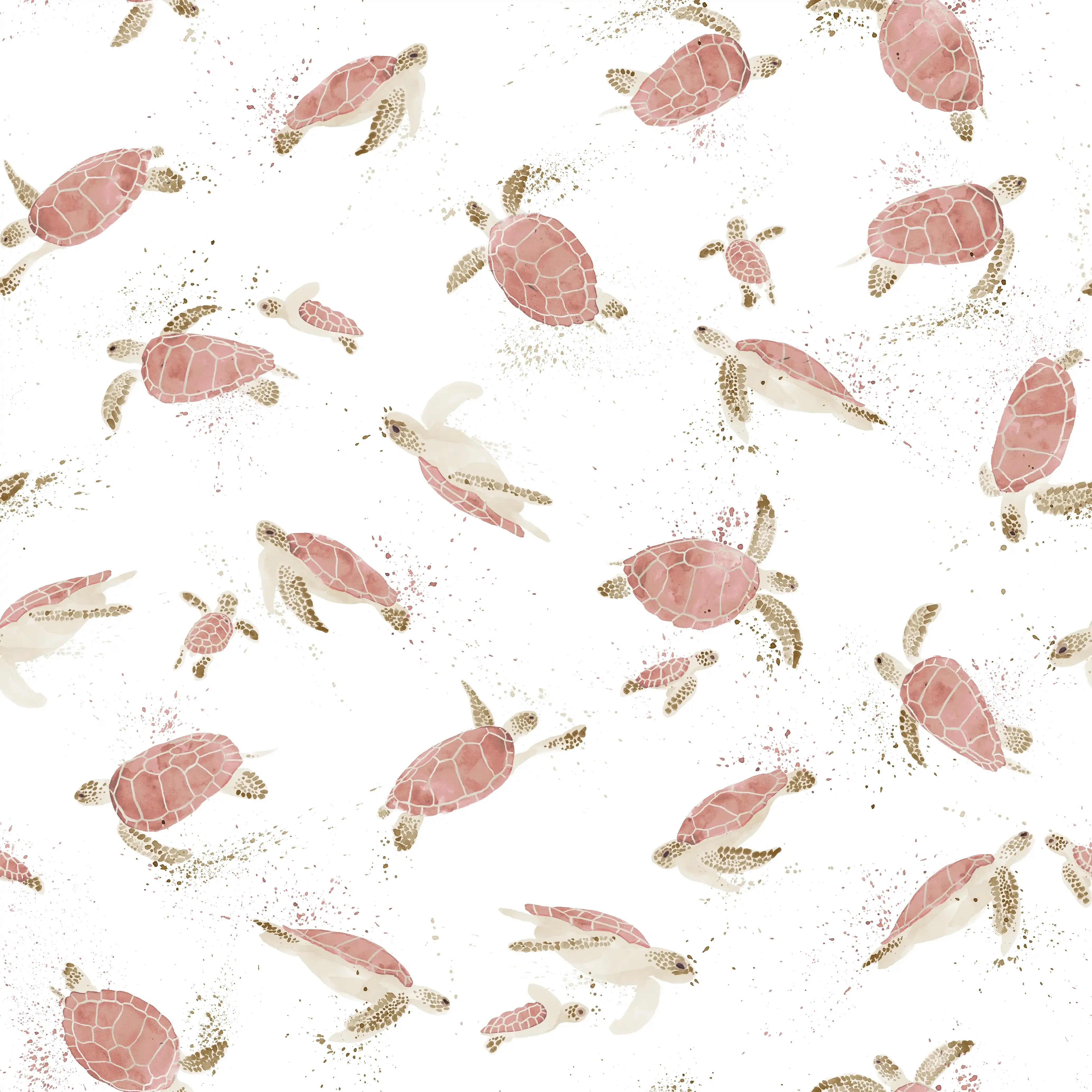 Turtles Pink Off White - Family Fabrics B.V.