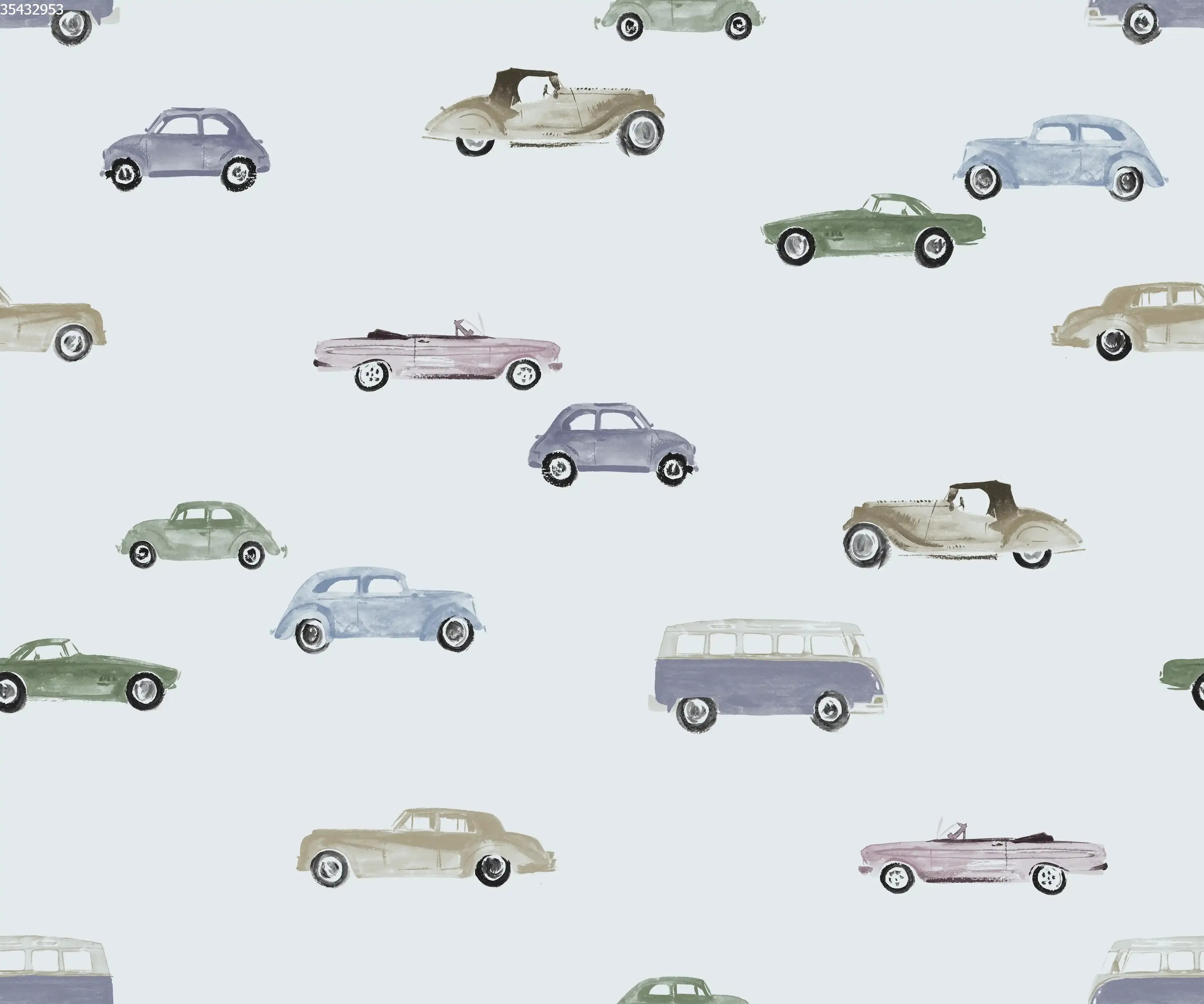 Vintage Cars Blue Blue - Family Fabrics B.V.