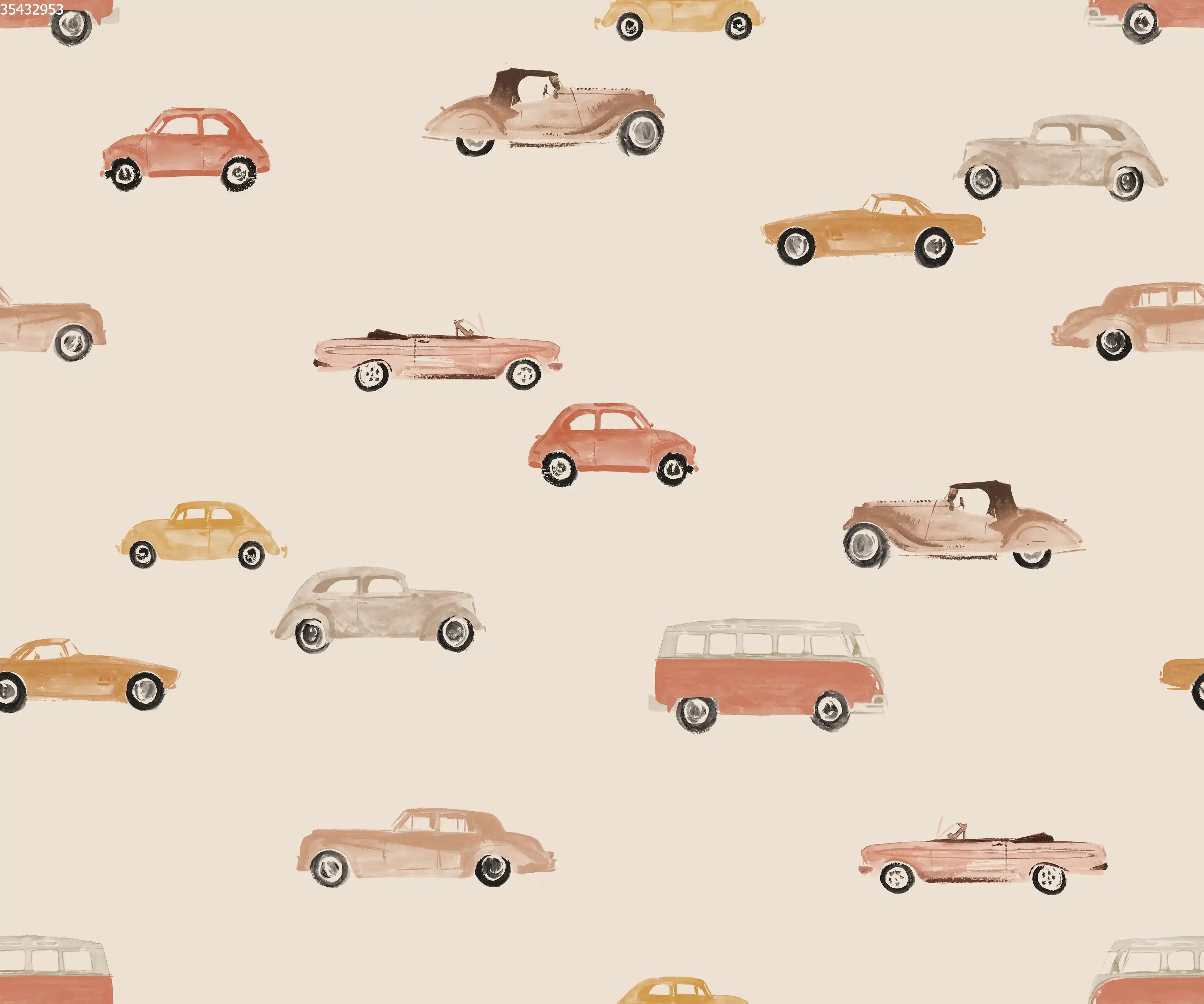 Vintage Cars Red Sand - Family Fabrics B.V.