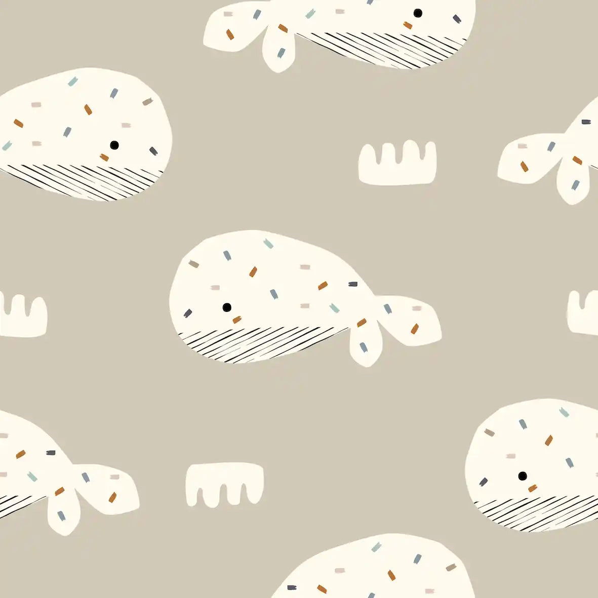 Whales Greige - Family Fabrics B.V.