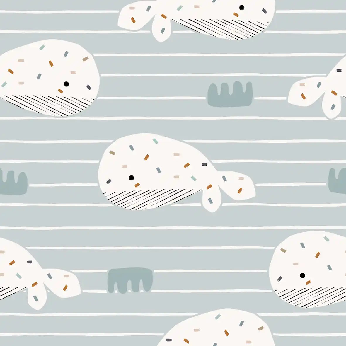 Whales Stripe Light - Family Fabrics B.V.