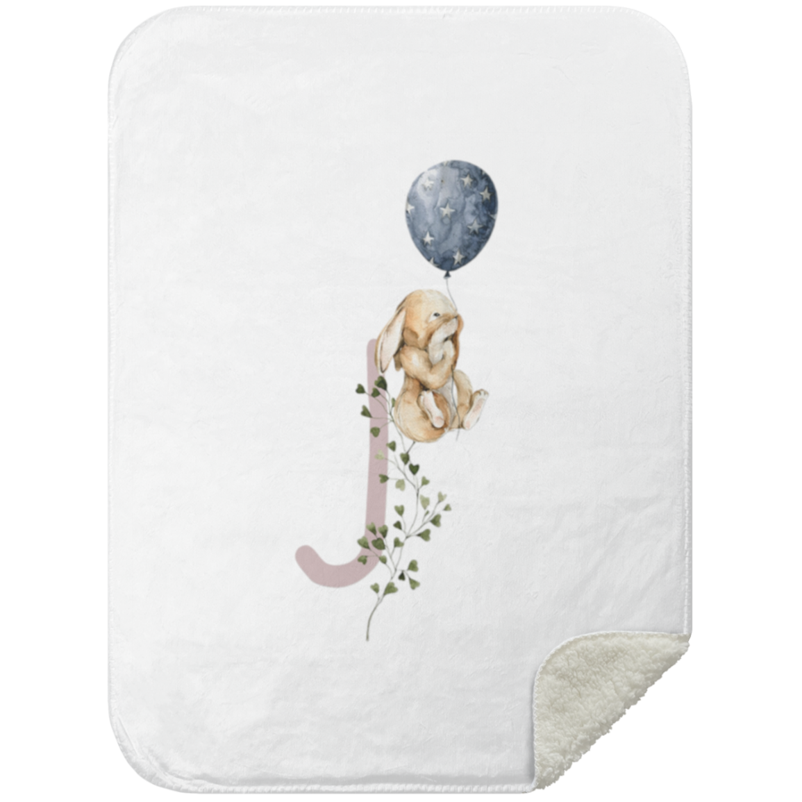 Personalized Soft Sherpa Blanket with Letter "J" - Family Fabrics B.V.