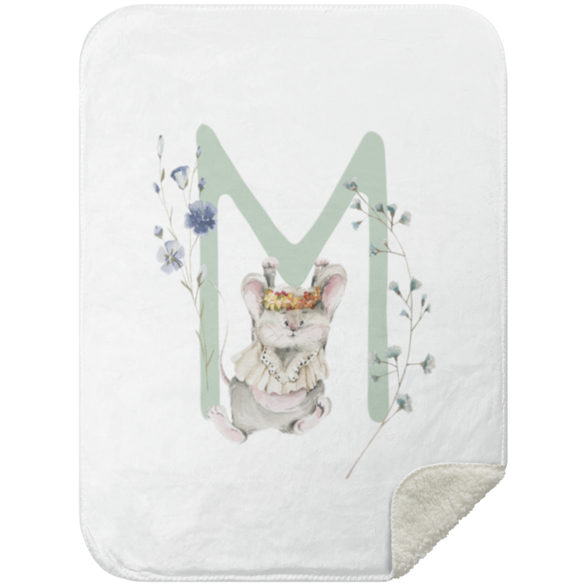Personalized Soft Sherpa Blanket with Letter "M" - Family Fabrics B.V.