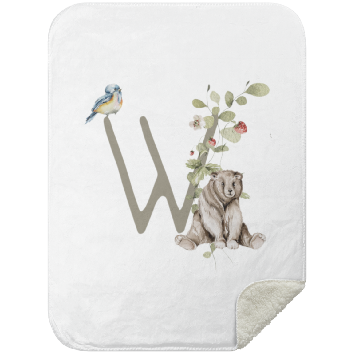 Personalized Soft Sherpa Blanket with Letter "W" - Family Fabrics B.V.