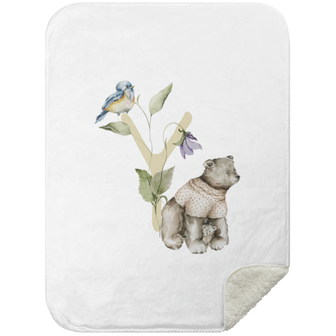 Personalized Soft Sherpa Blanket with Letter "Y" - Family Fabrics B.V.