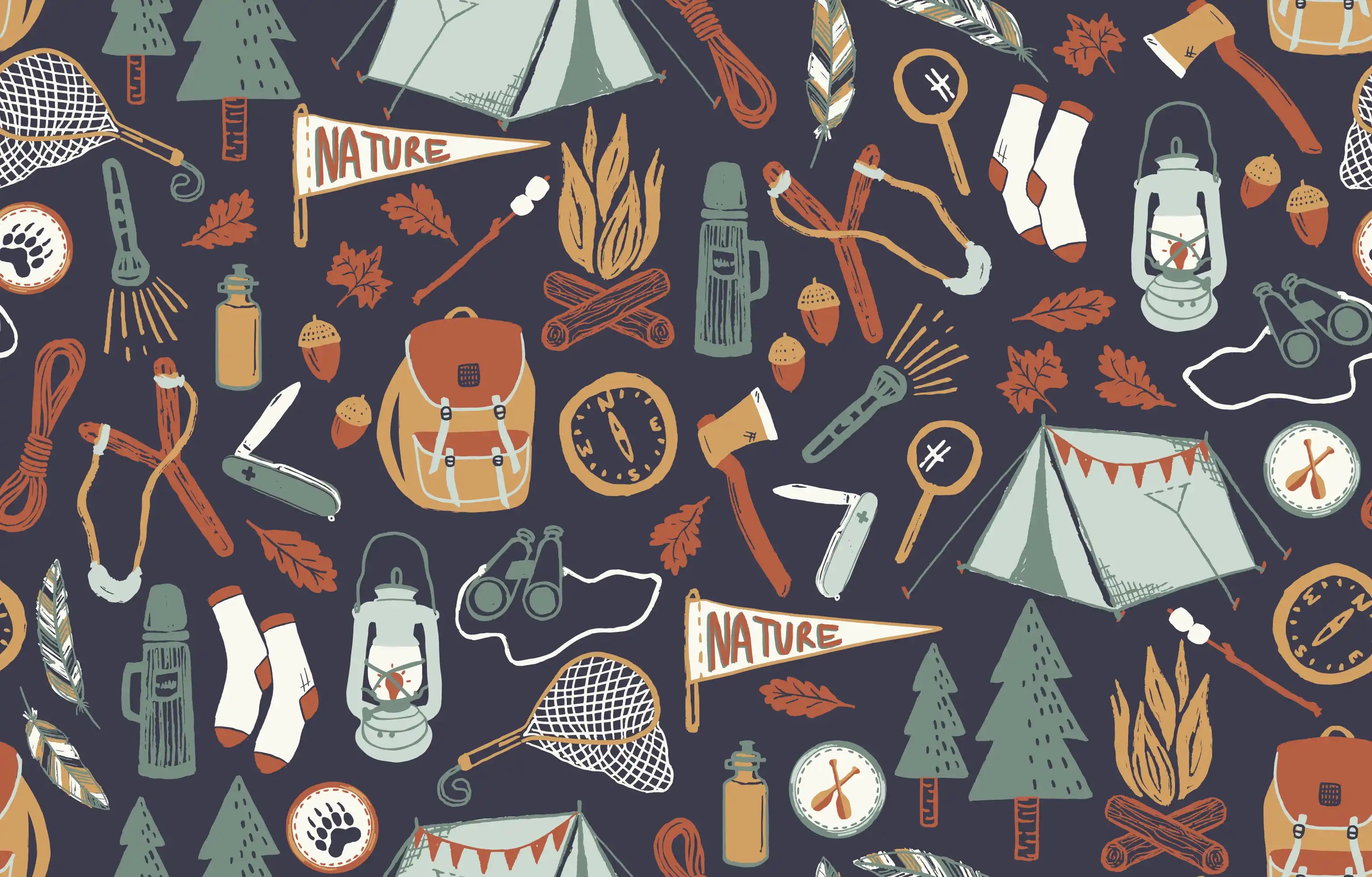Camping Trip Navy Blue - Family Fabrics B.V.