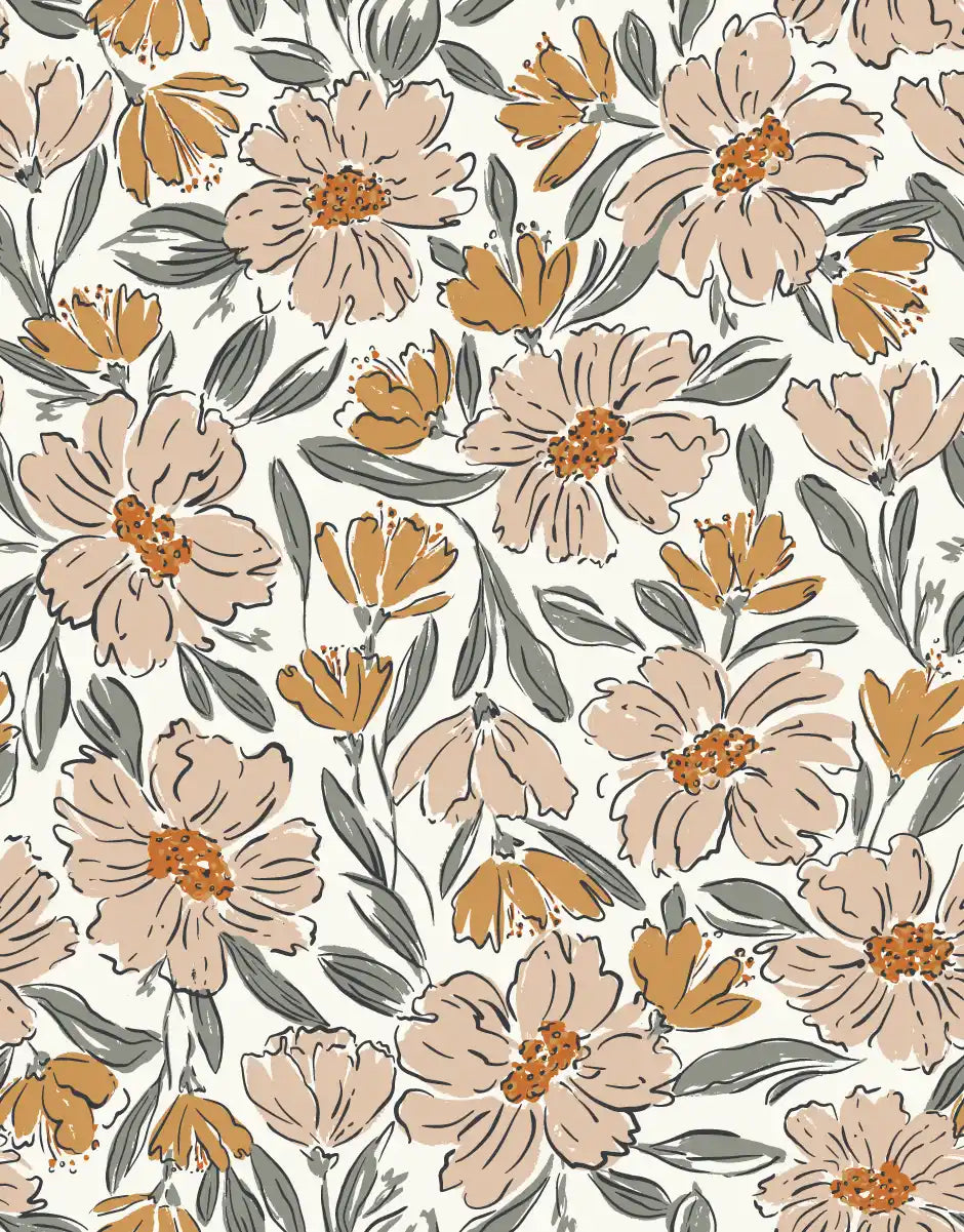 Fallen Blooms Ivory Cream Yellow Small - Family Fabrics B.V.