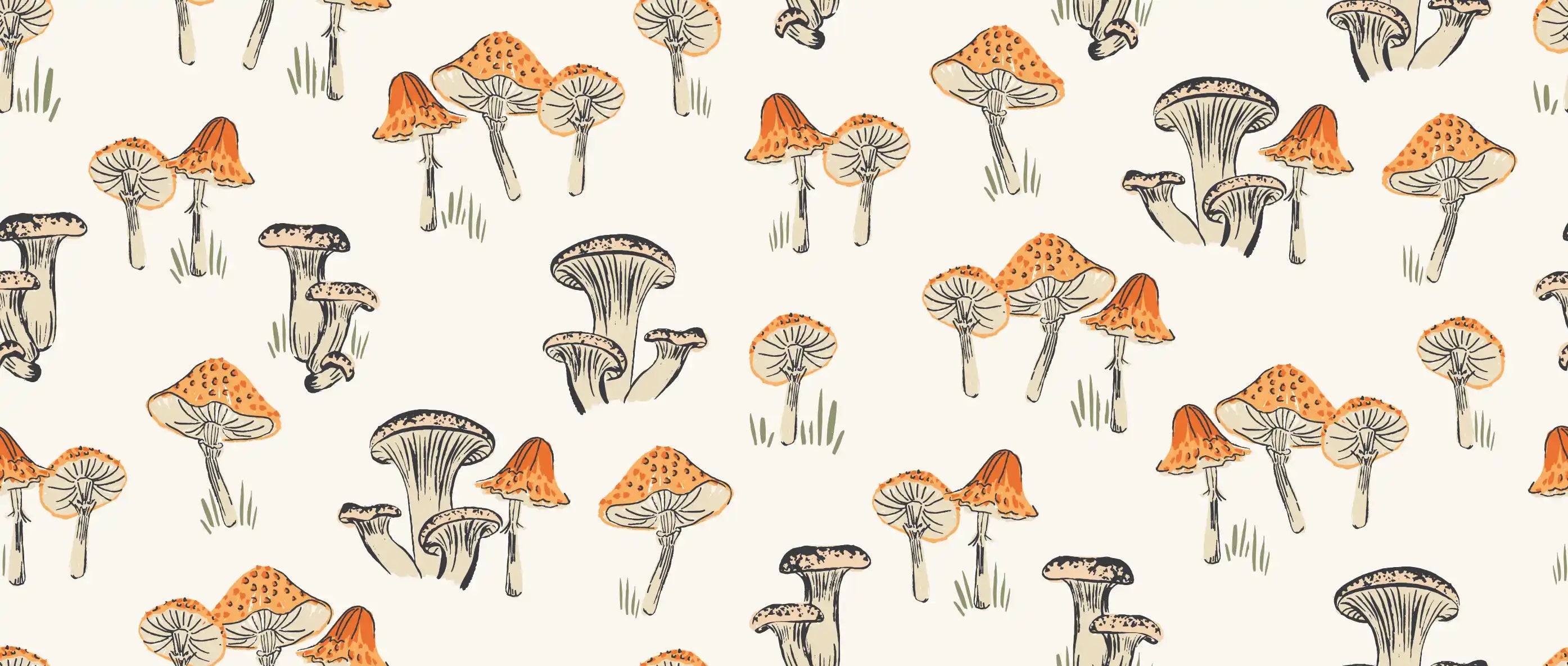 Little Mushroom Cream Orange - Family Fabrics B.V.