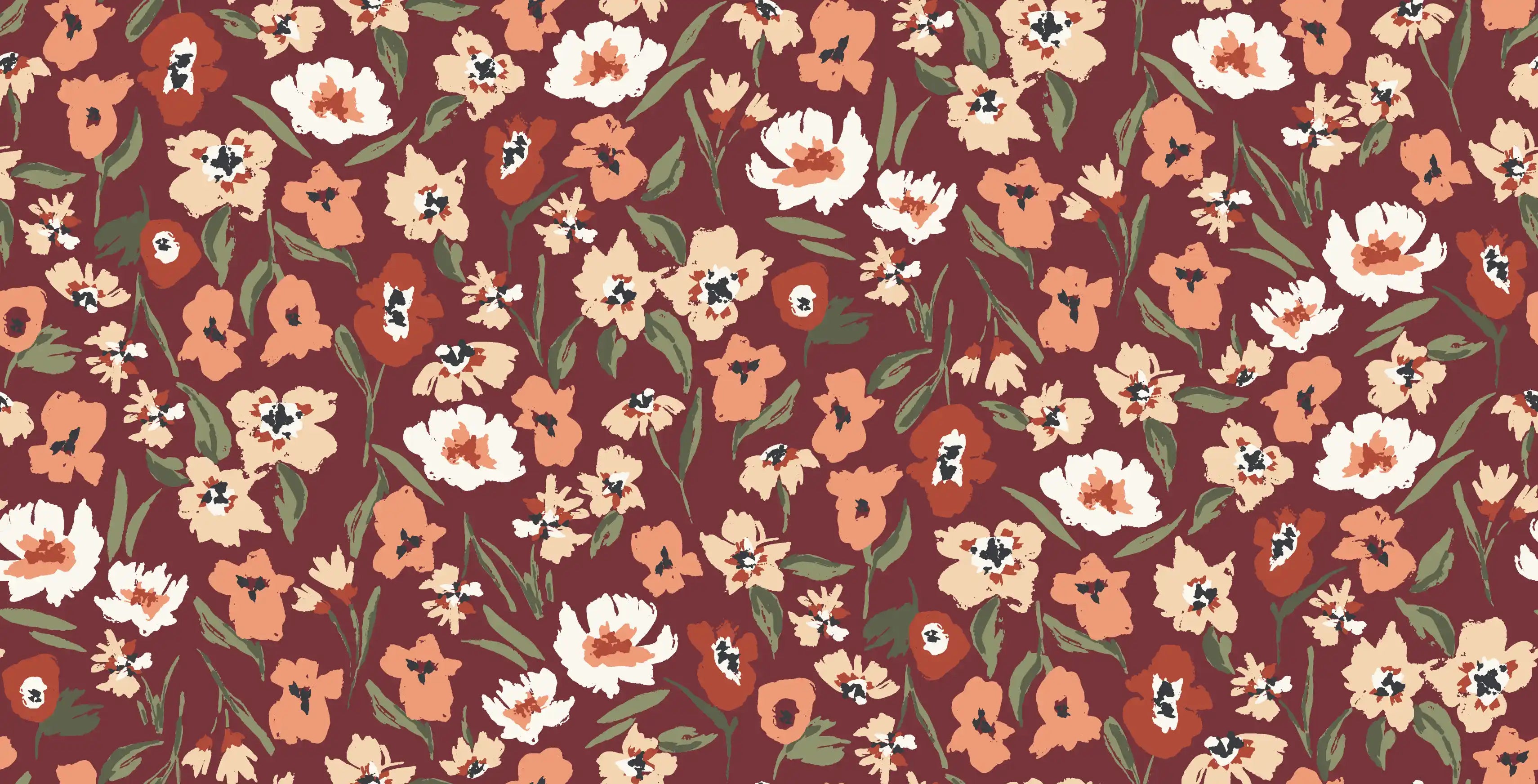 Painted Meadow Burgundy - Family Fabrics B.V.