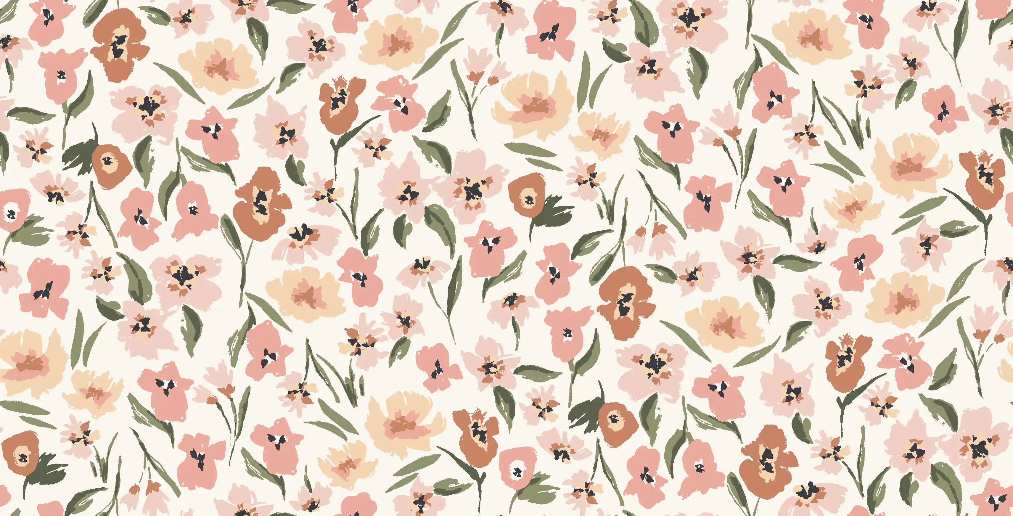Painted Meadow Cream Pink - Family Fabrics B.V.