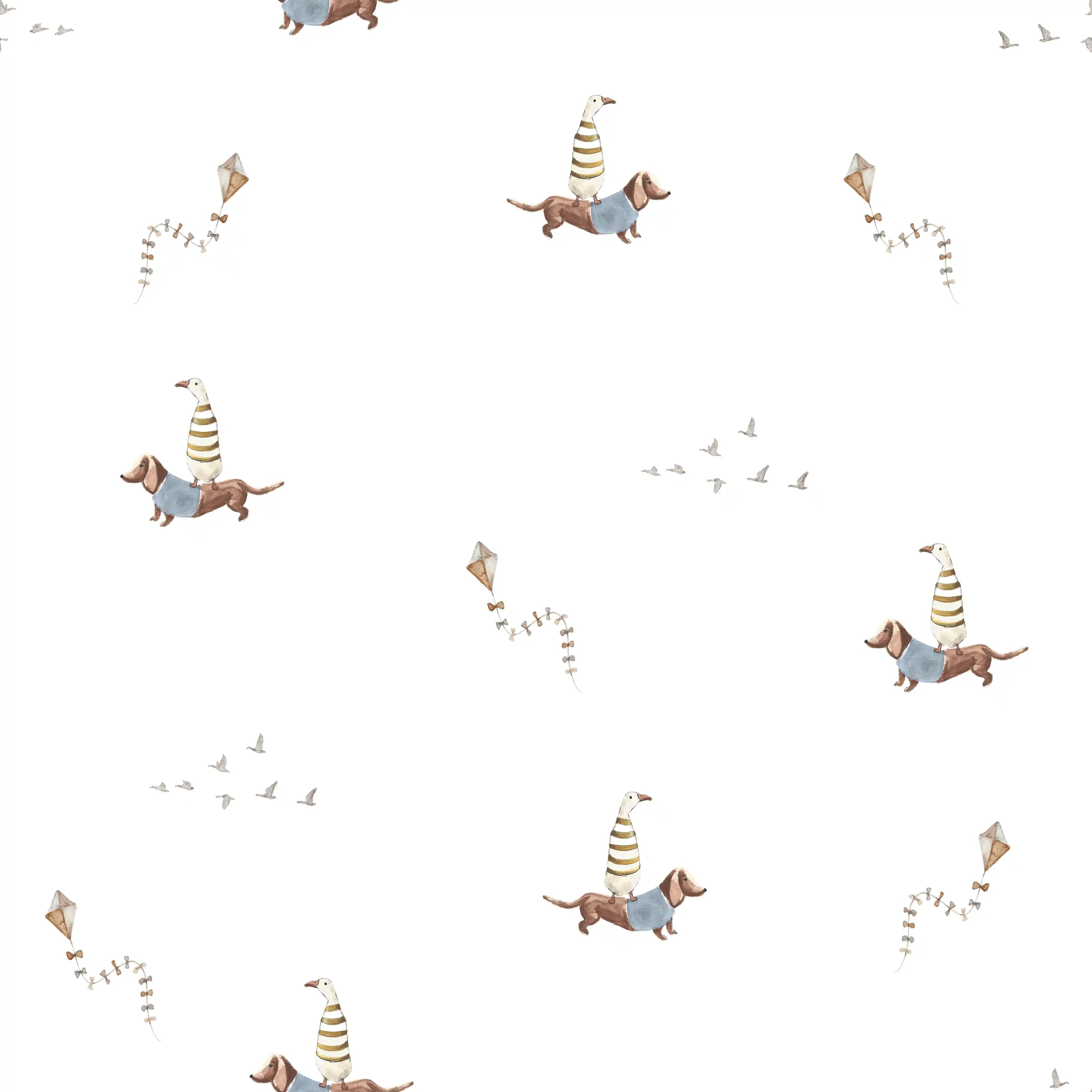 Dachshund Ducks Blue - Family Fabrics B.V.