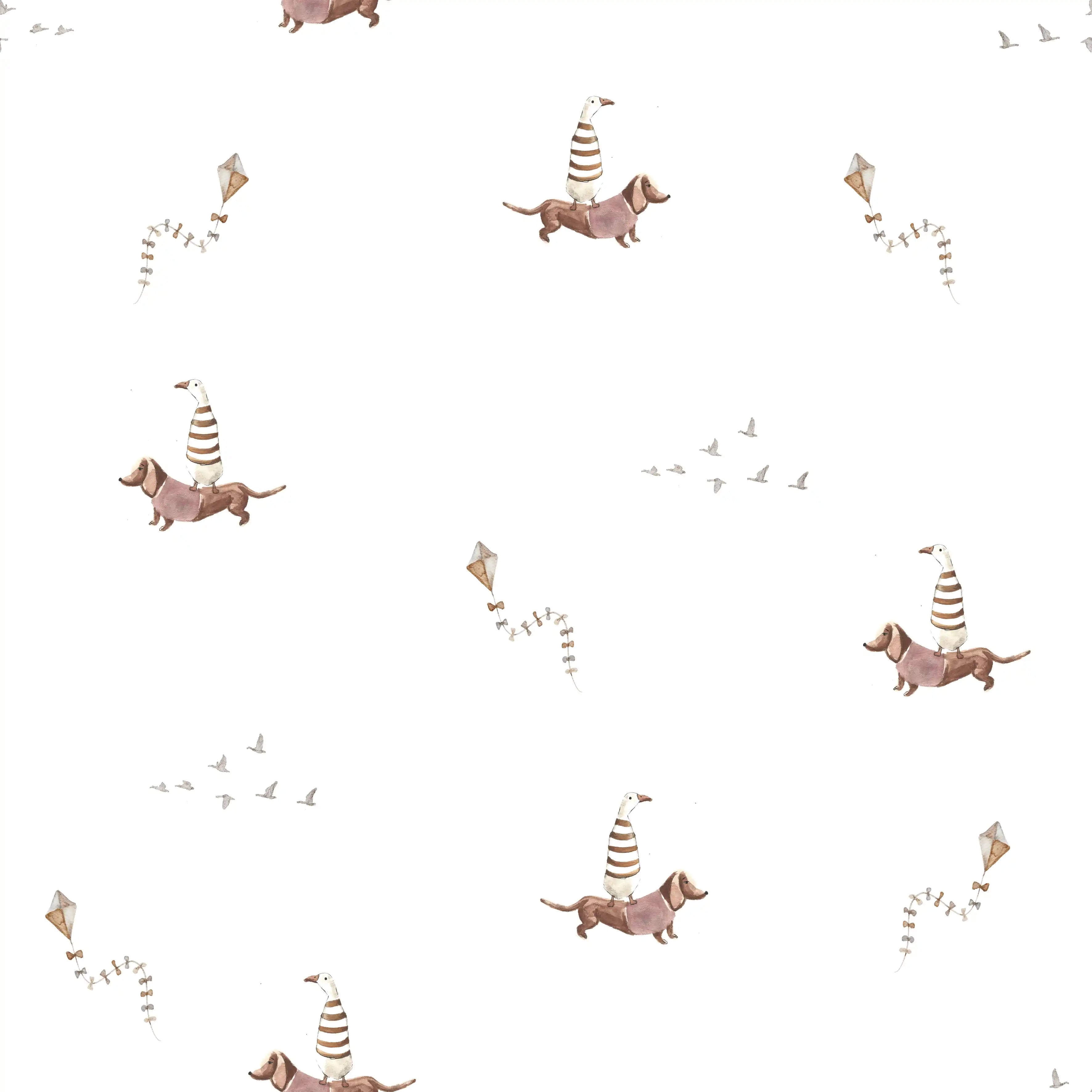 Dachshund Ducks Pink - Family Fabrics B.V.