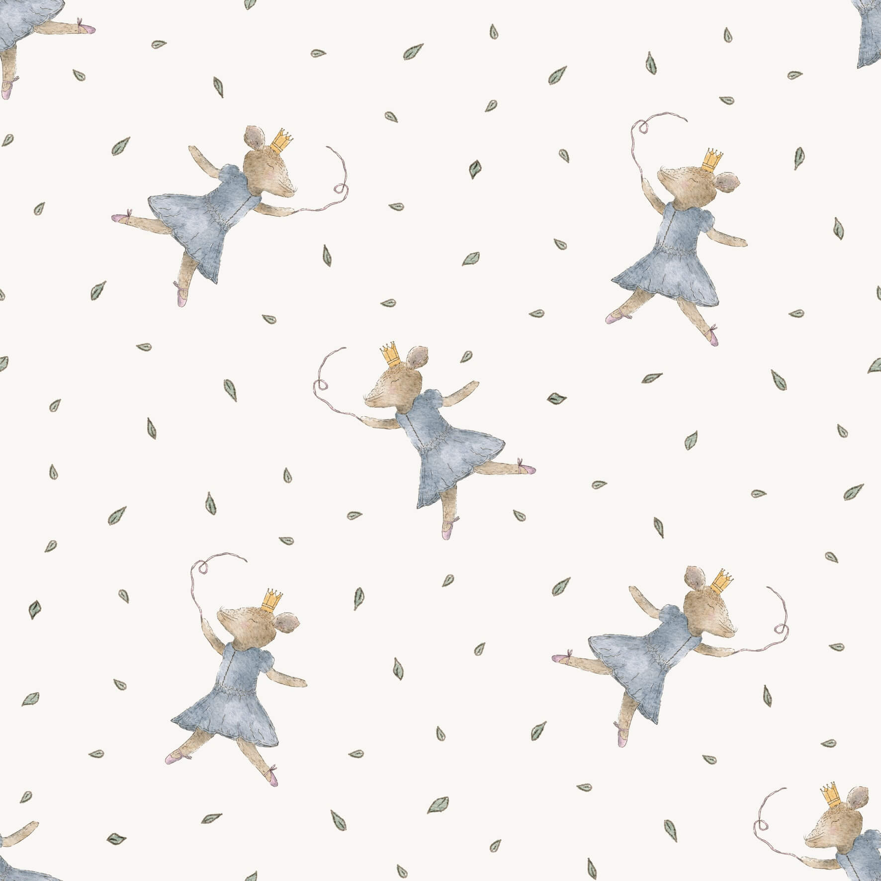 Ballerina Mouse Crown Leaves - Family Fabrics B.V.