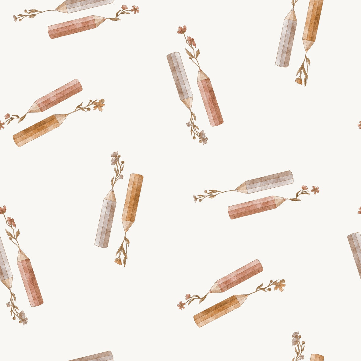 Flower Coloring Pencils Neutral - Family Fabrics B.V.