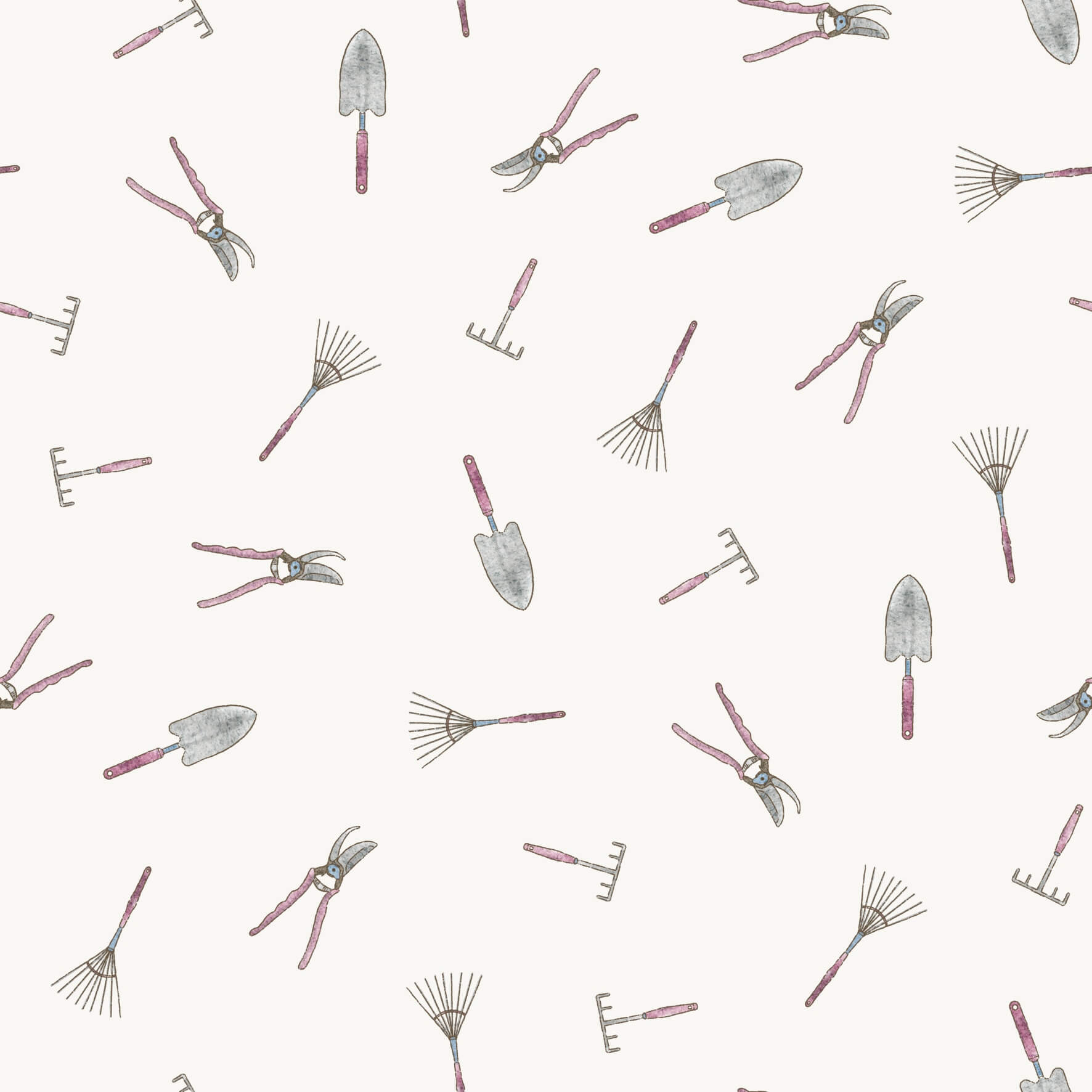 Gardening Tools Pinkish - Family Fabrics B.V.