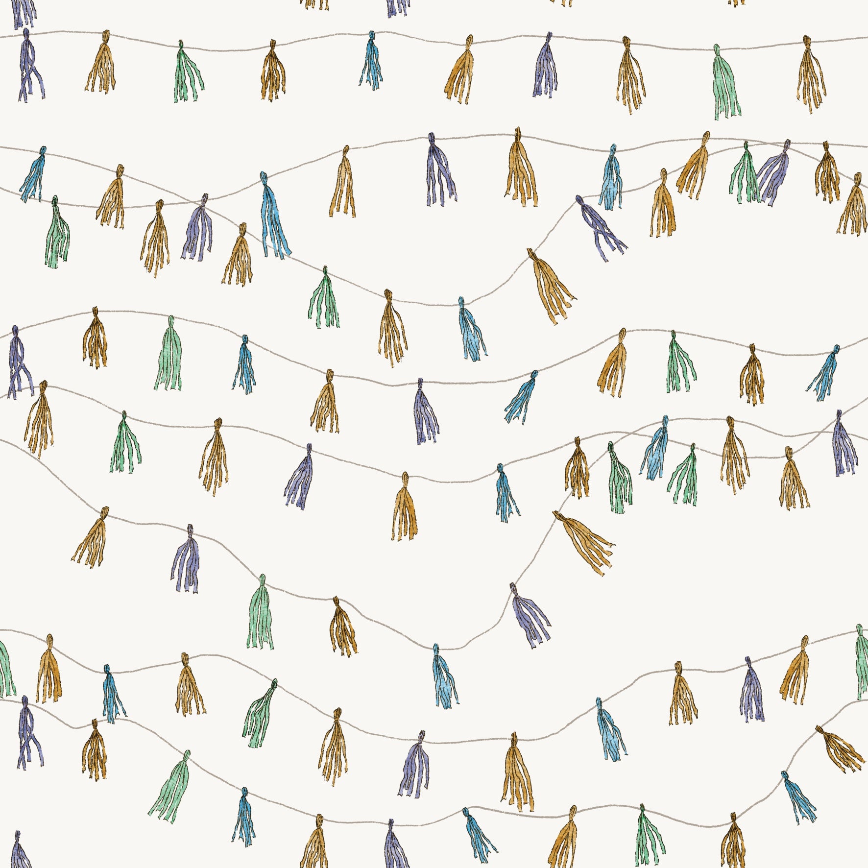 Party Garland Blue OffWhite - Family Fabrics B.V.