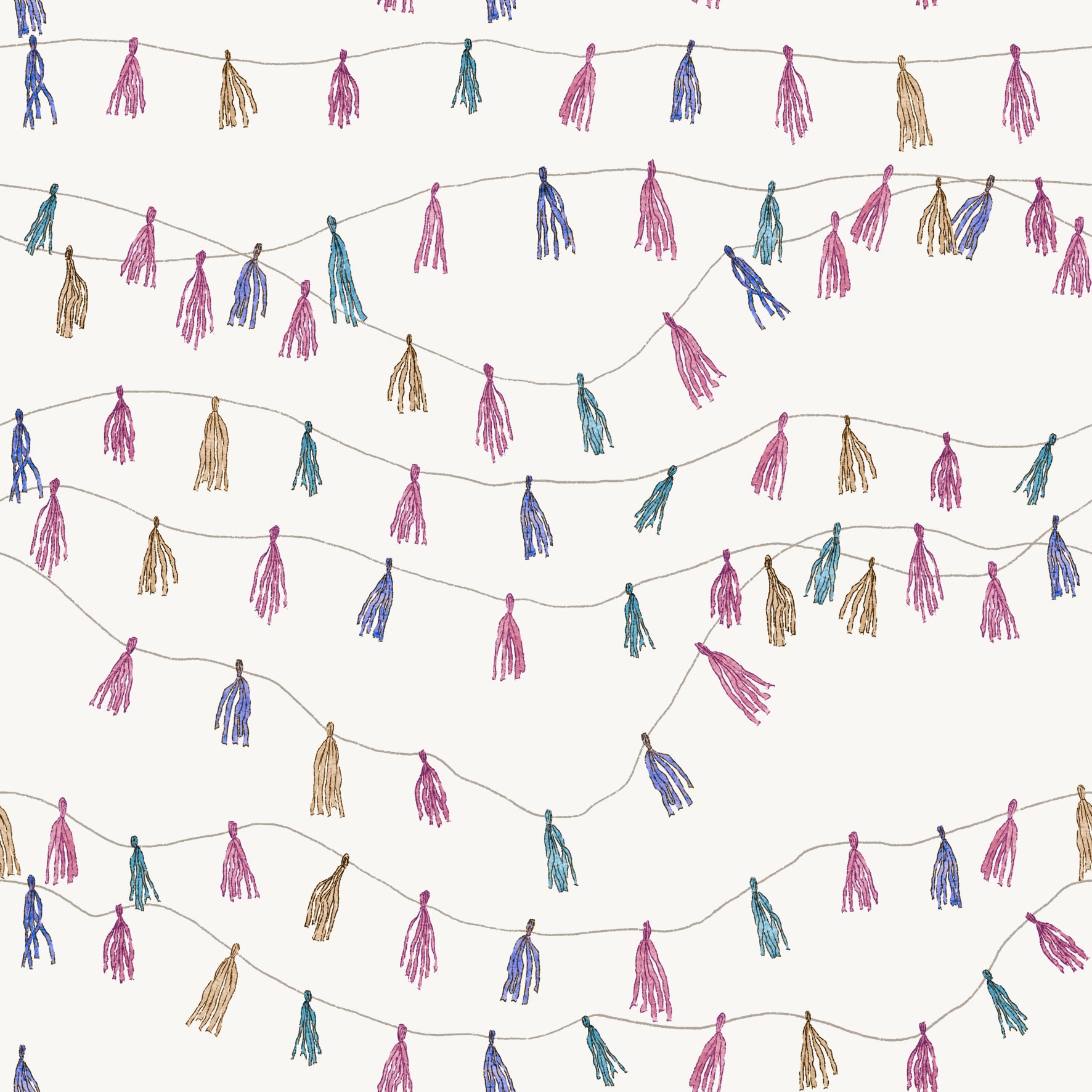 Party Garland Pink OffWhite - Family Fabrics B.V.