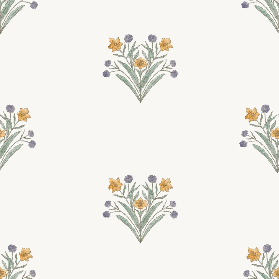Yellow Purple Flower Cija - Family Fabrics B.V.