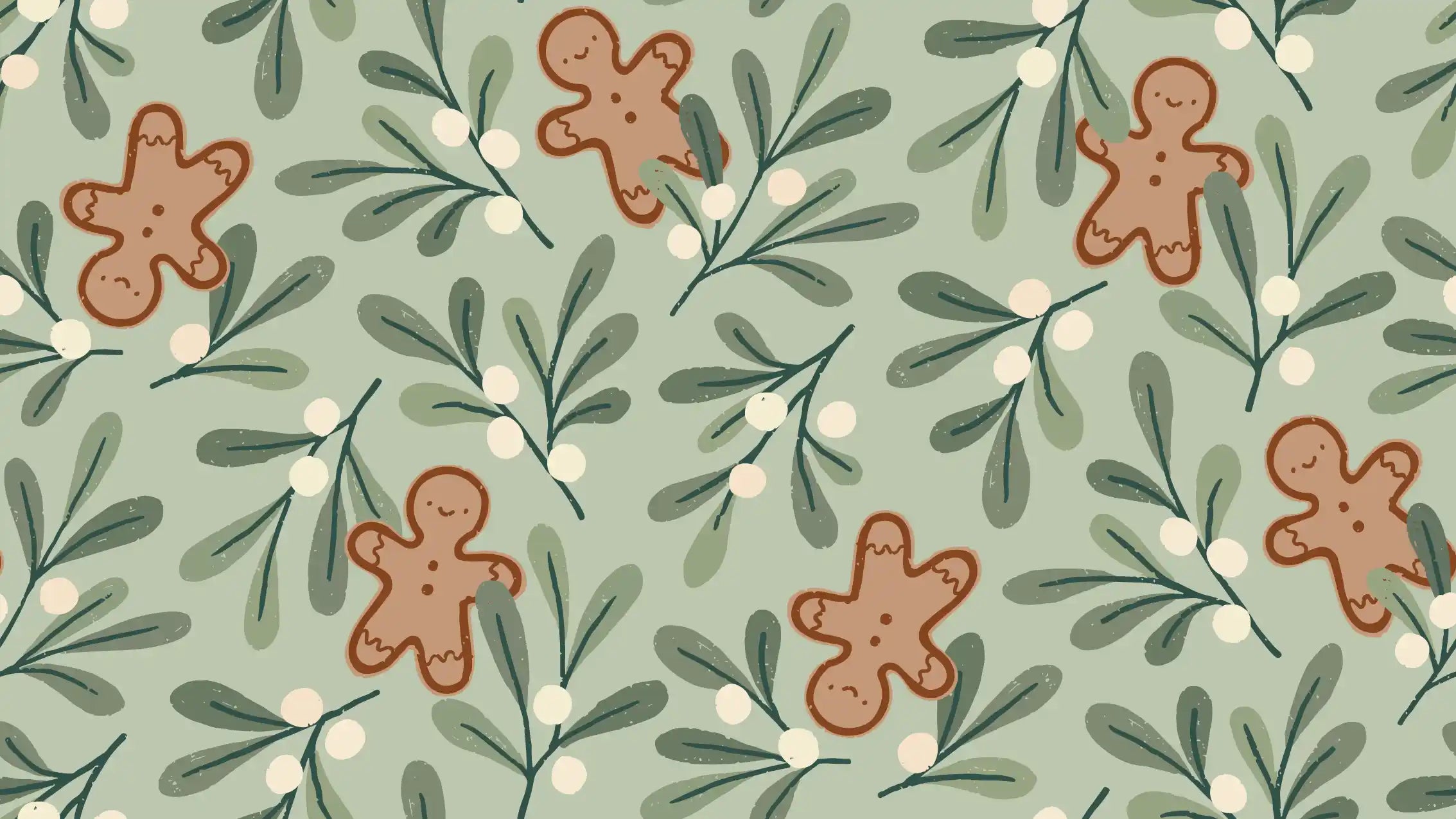 Gingerbread & Mistletoe Green - Family Fabrics B.V.