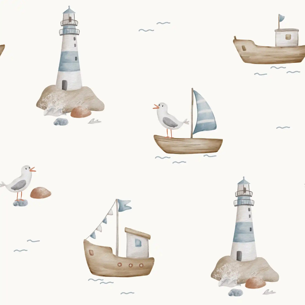 Boats Lighthouse Offwhite