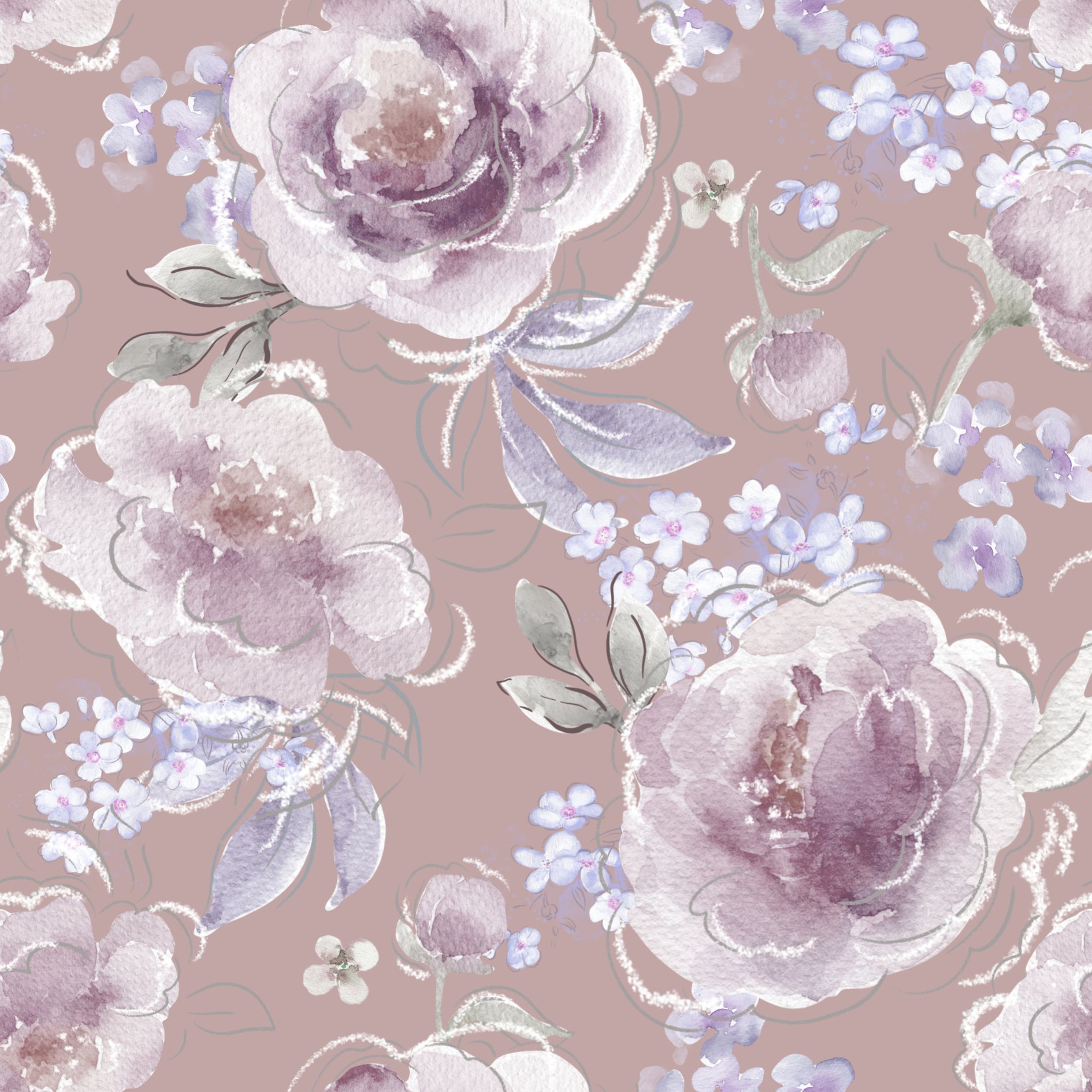 Floral Daria Lilac Rose - Family Fabrics B.V.