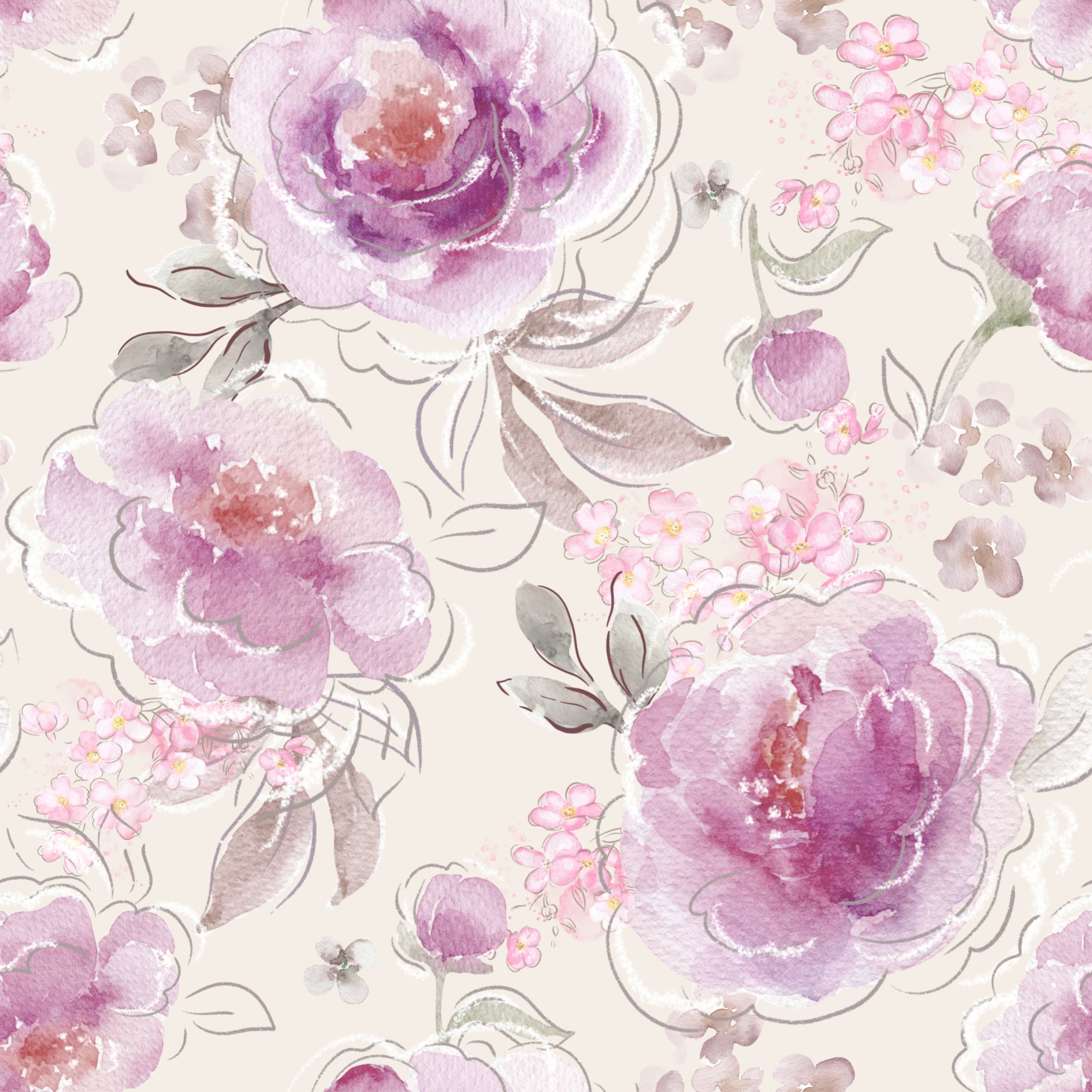 Floral Daria Pink Beige - Family Fabrics B.V.