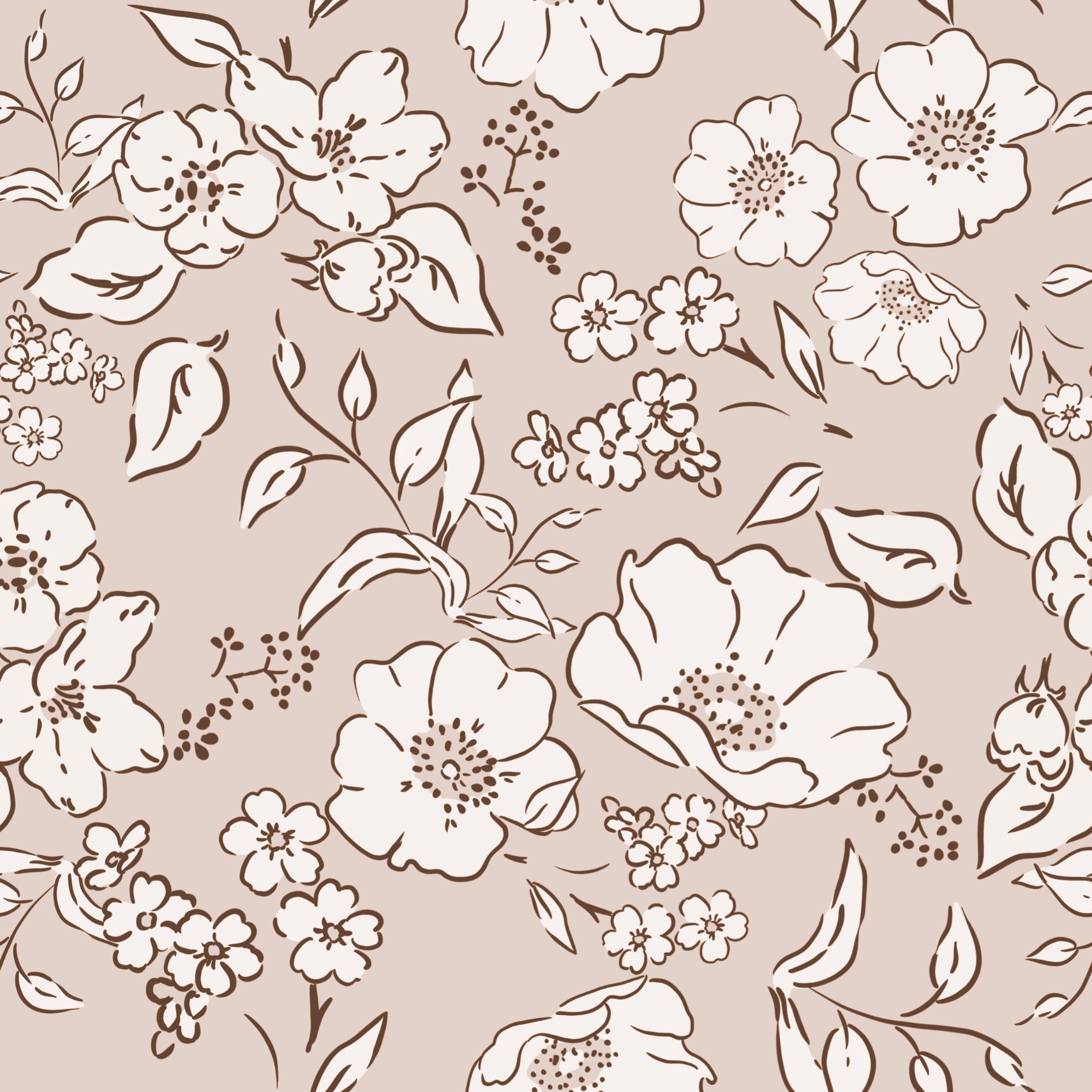 Floral Josie Latte - Family Fabrics B.V.