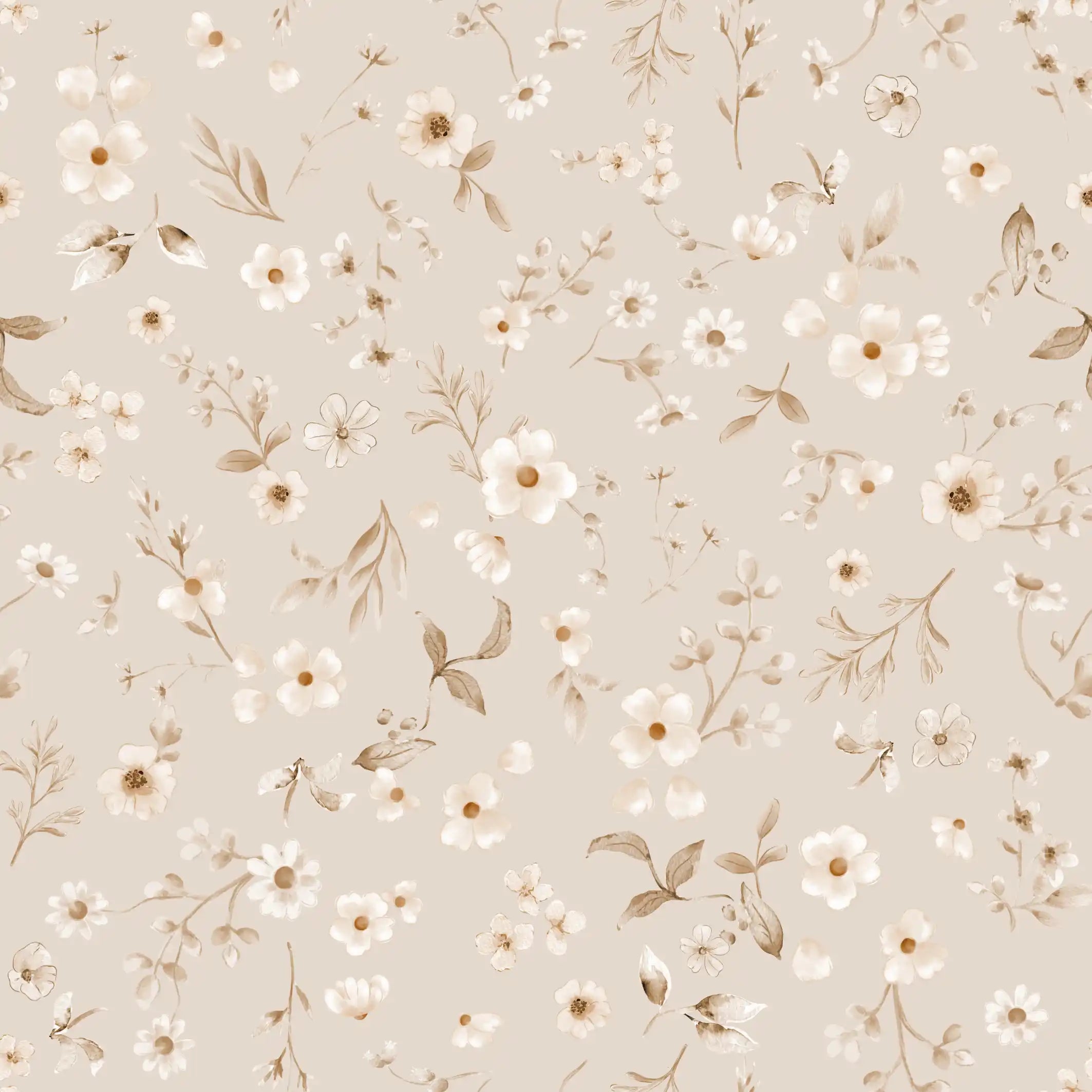 Floral Malin Brown Beige - Family Fabrics B.V.