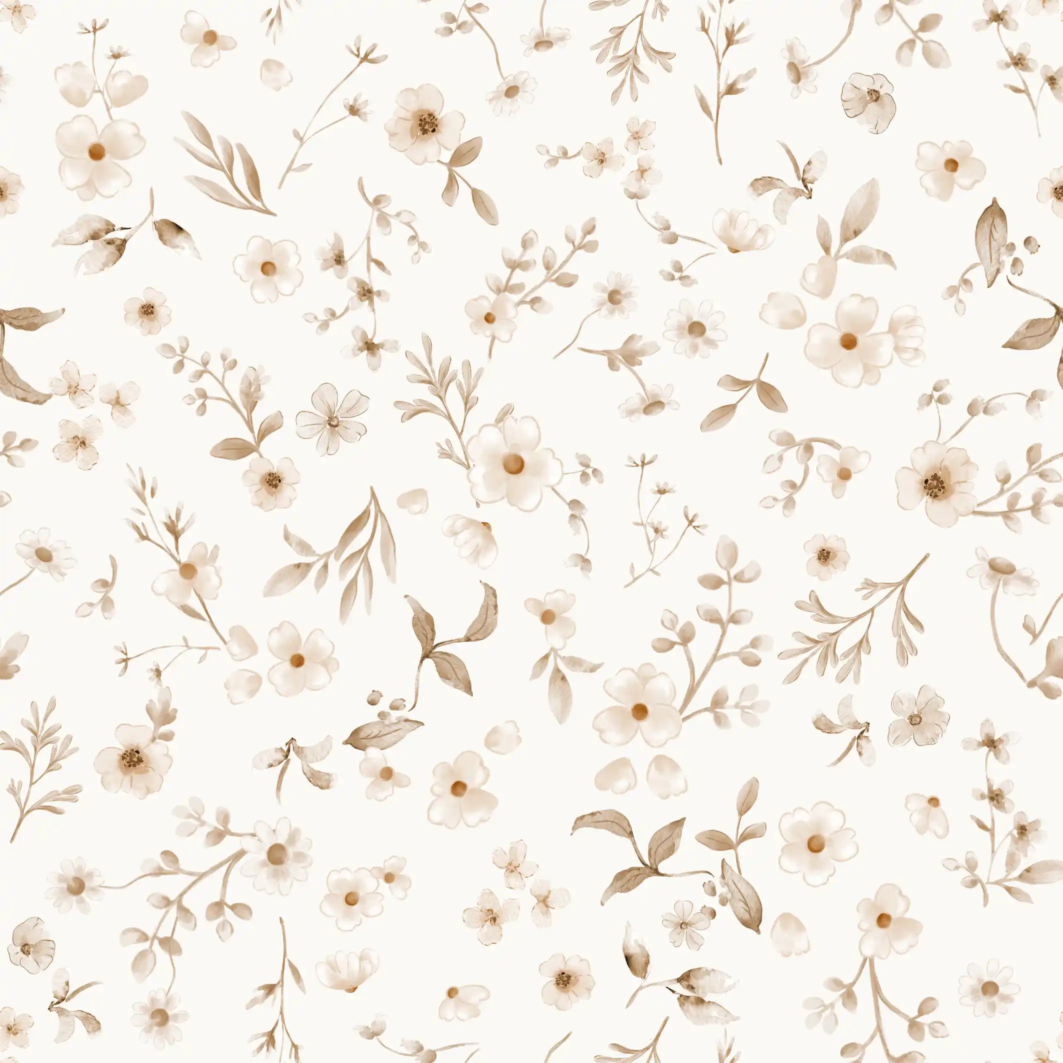Floral Malin Brown Offwhite - Family Fabrics B.V.