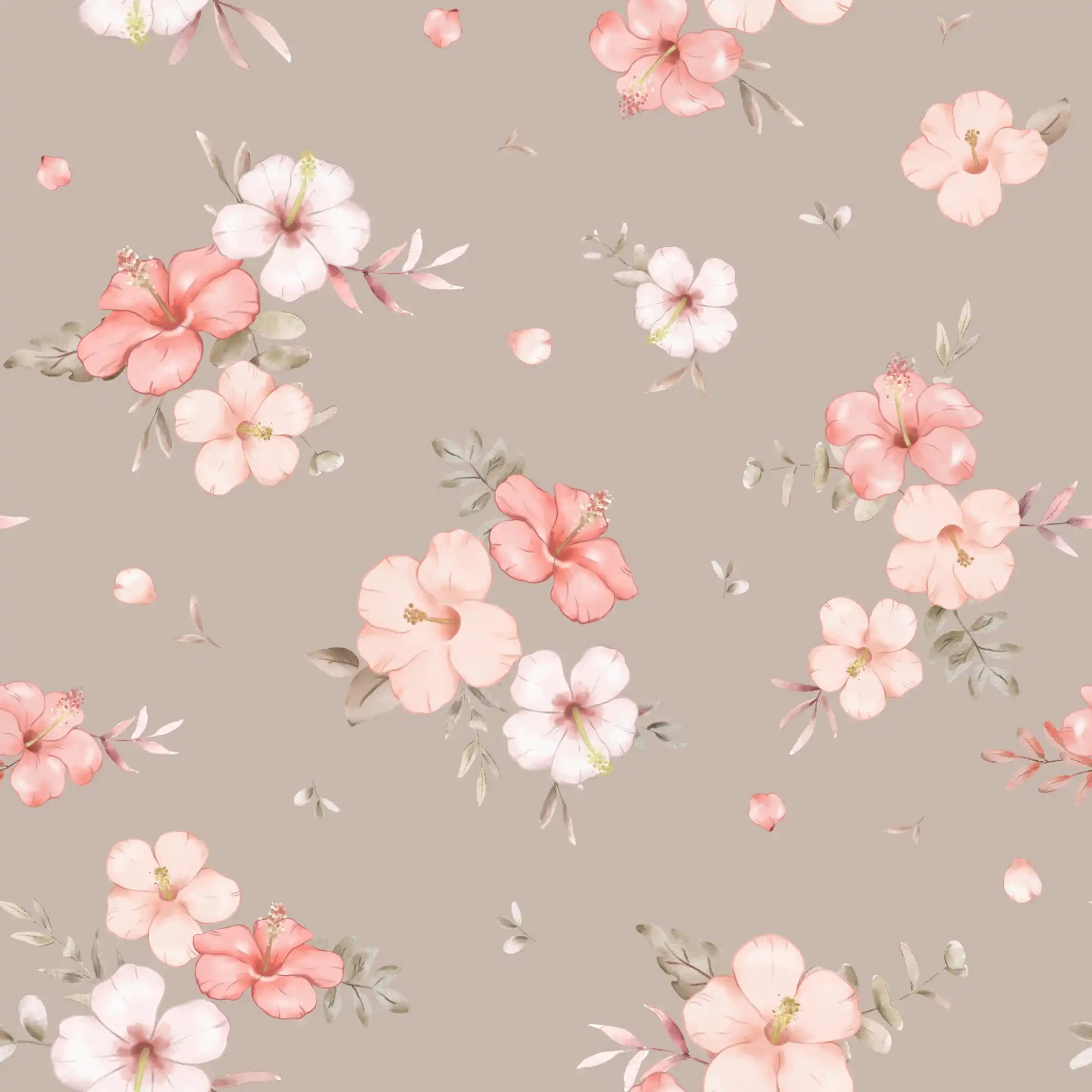 Floral Nalani Peach Mocca - Family Fabrics B.V.