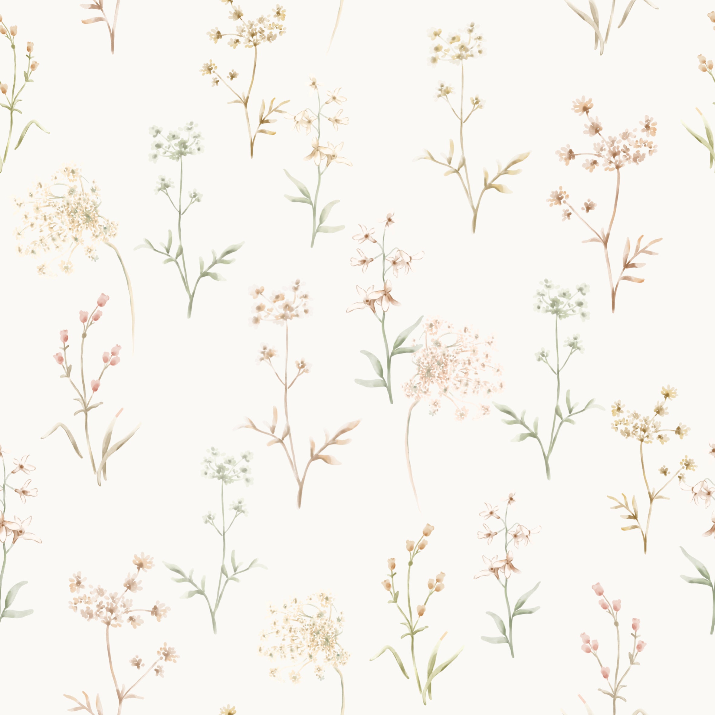 Floral Sanne Green Offwhite - Family Fabrics B.V.