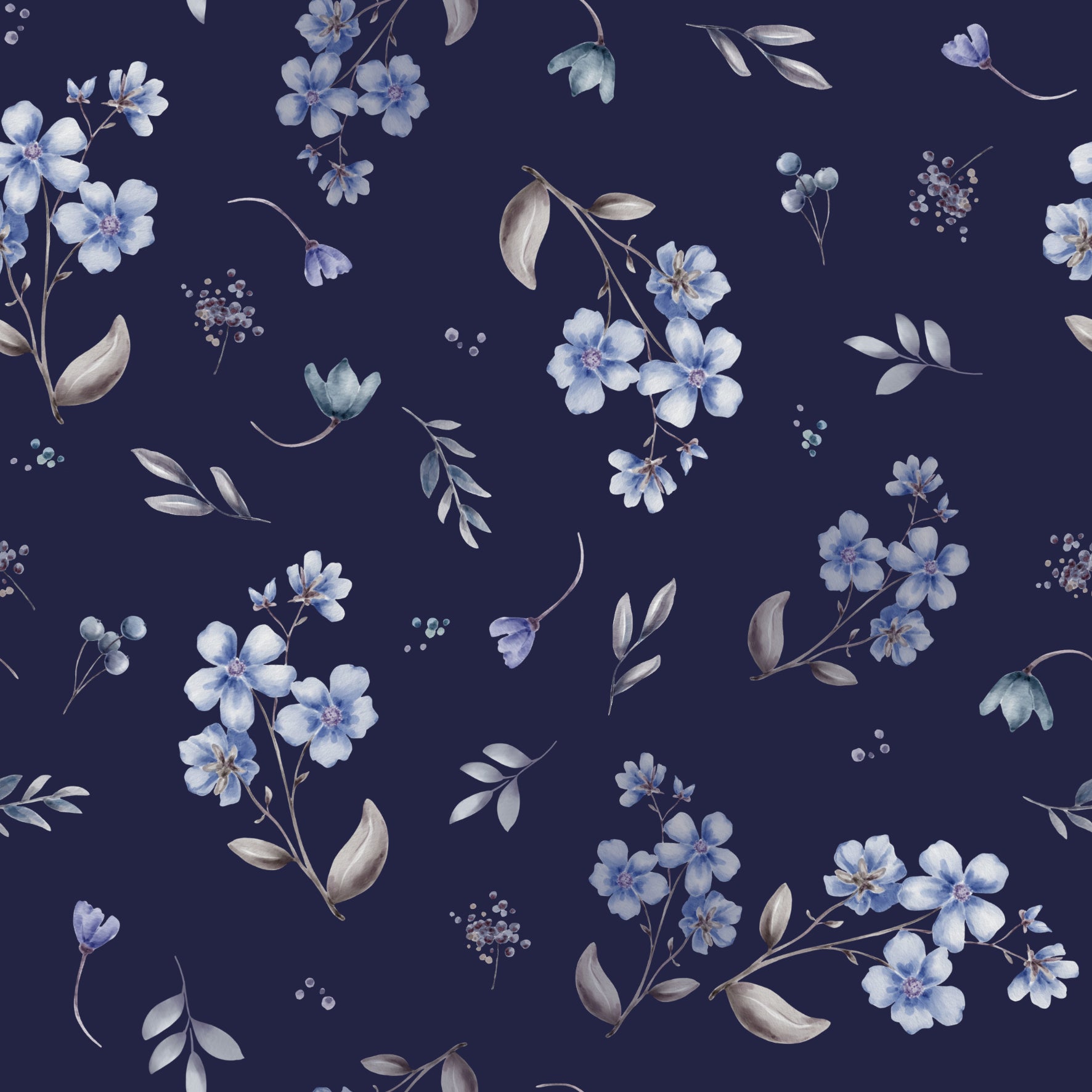FloralSarah-Blue-Midnight - Family Fabrics B.V.