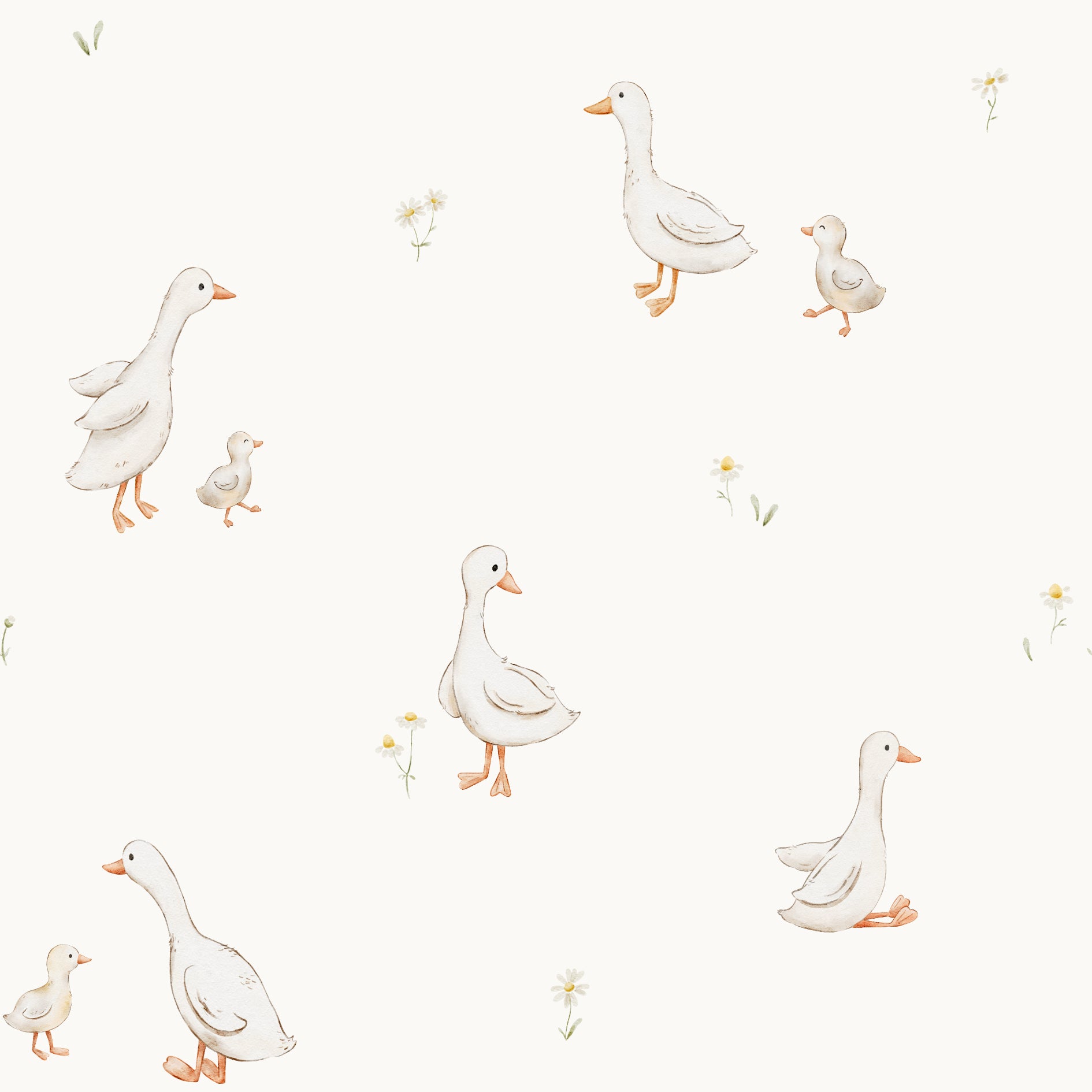 Geese Off White THK - Family Fabrics B.V.