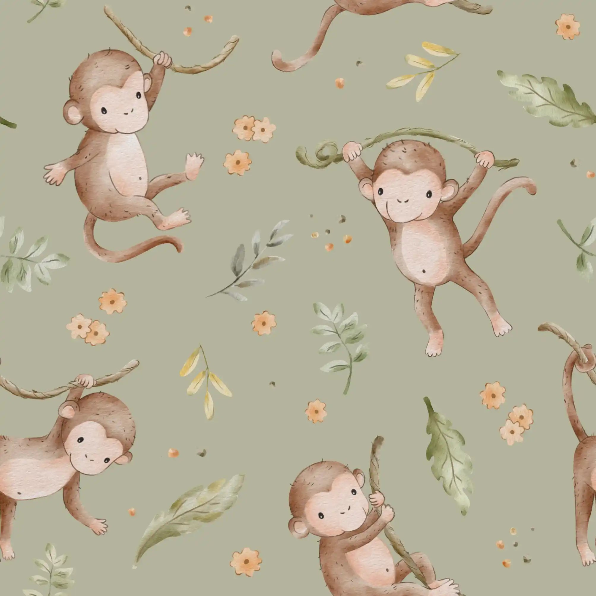 Monkeys Olive - Family Fabrics B.V.
