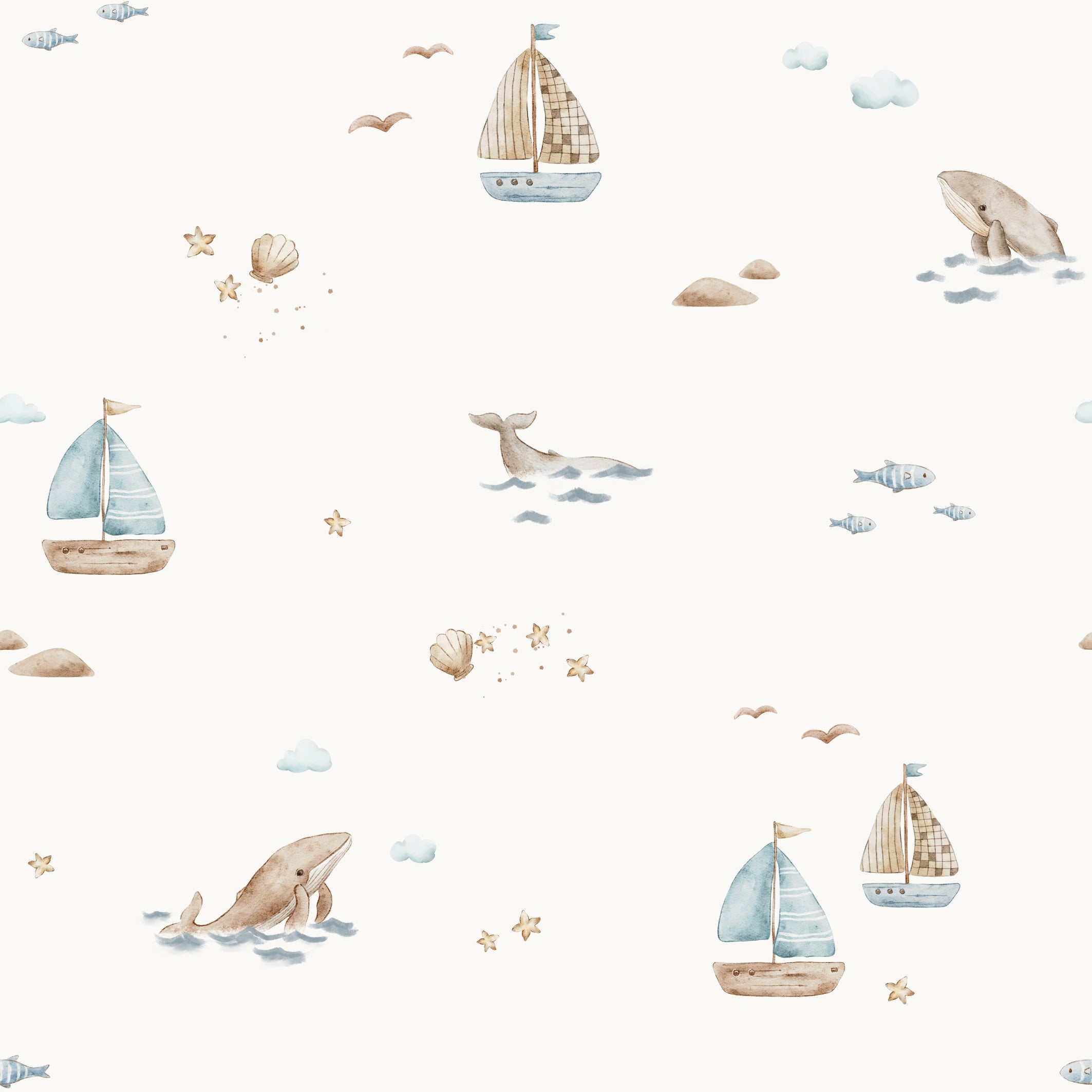 Ocean View with boats - Family Fabrics B.V.