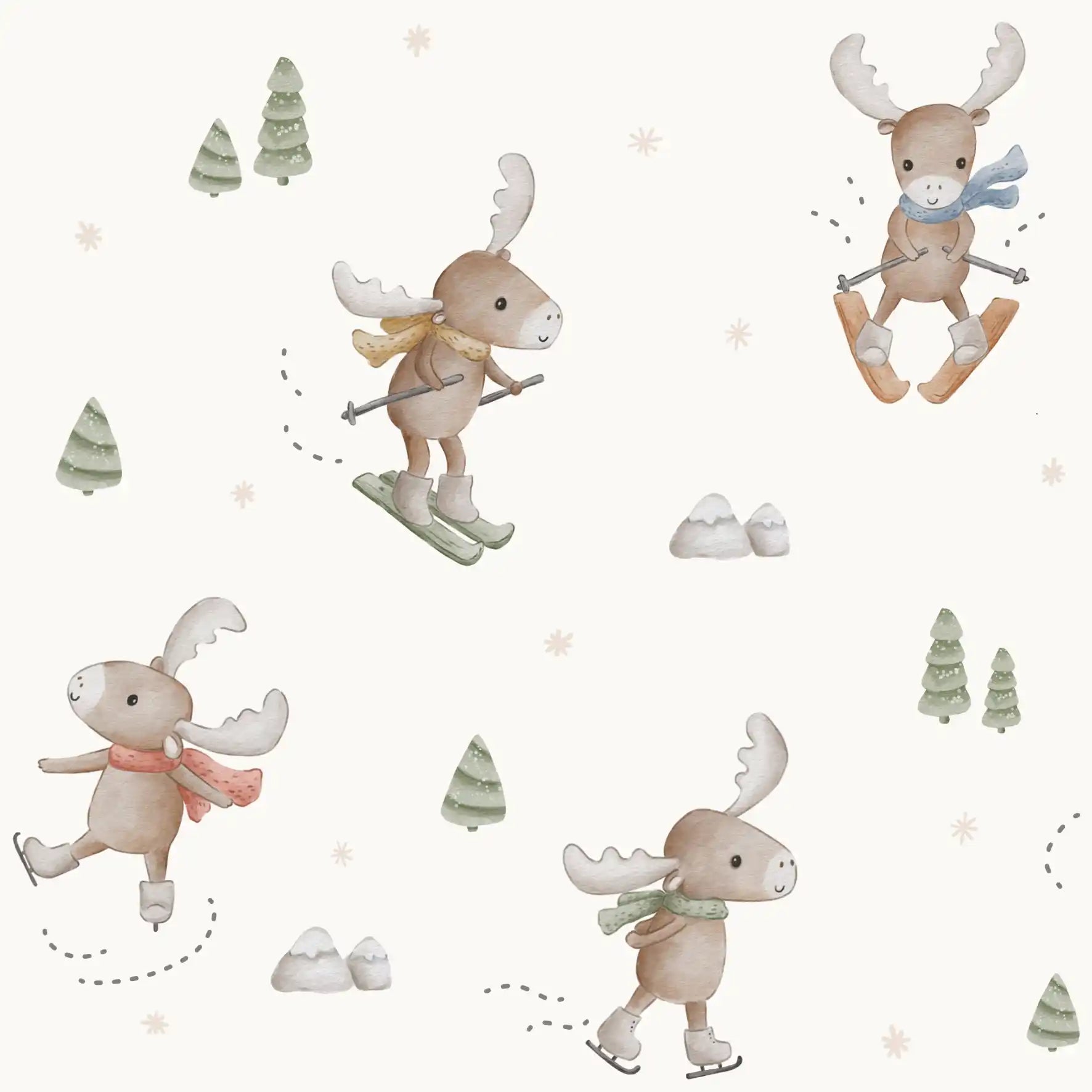 Winter Moose Offwhite - Family Fabrics B.V.